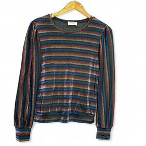 Sam and Lavi Disco Glitter Striped Long Sleeved Top sz S
